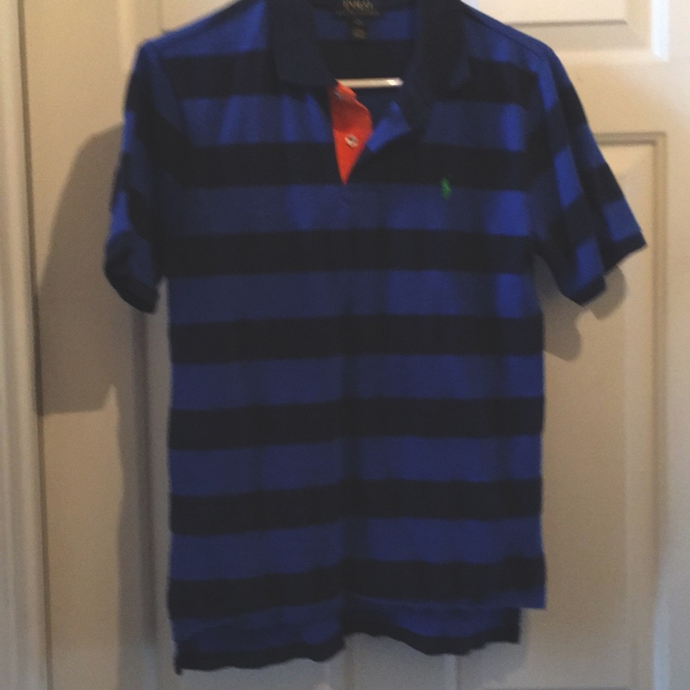 Polo Boys Navy/Royal Blue Striped Polo, like new